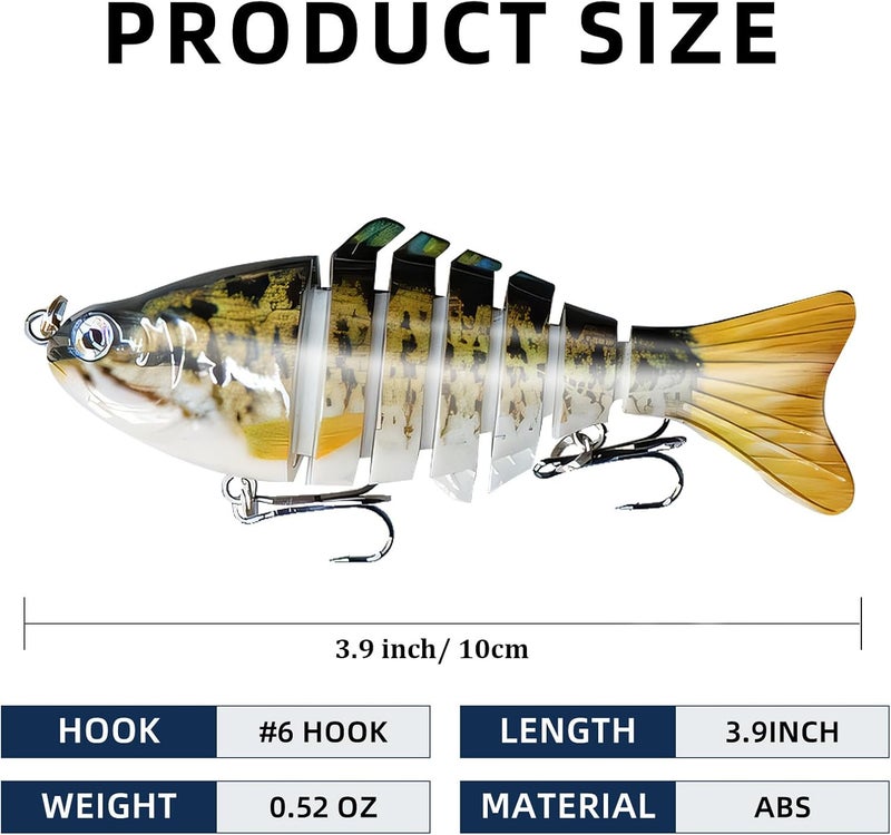 CTrowelpro 6PCS Fishing Lures for Freshwater and Saltwater with case,Slow Sinking Multi Jointed Swimbaits, Lifelike Lures for Bass Trout Crappie Walleye Pike - Image 2